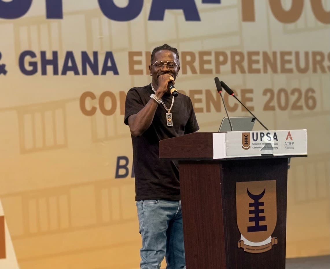 Shatta Wale urges UPSA students to ‘build your mind’ at UPSA-1000 & Ghana entrepreneurship conference 2026.